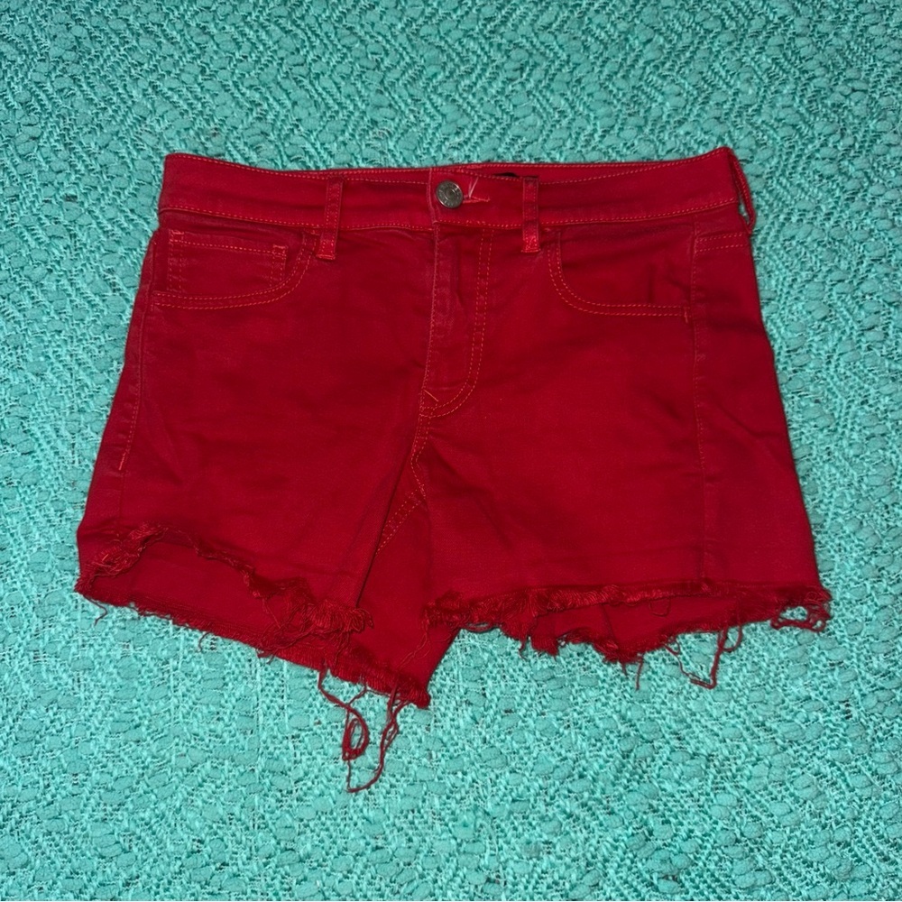 Express Red Distressed Women Shorts